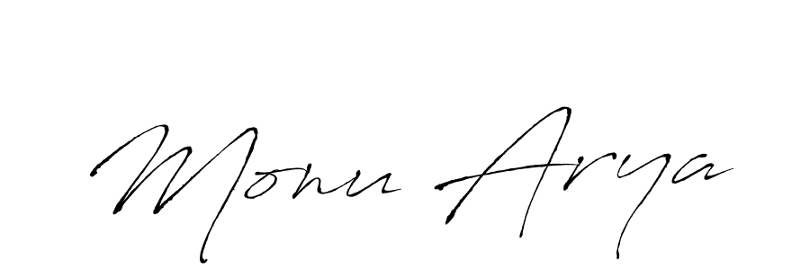 Make a beautiful signature design for name Monu Arya. With this signature (Antro_Vectra) style, you can create a handwritten signature for free. Monu Arya signature style 6 images and pictures png