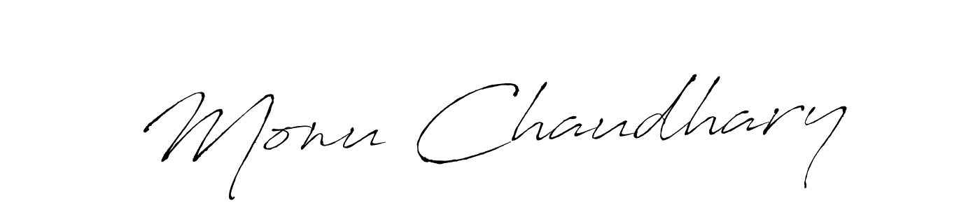 How to make Monu Chaudhary signature? Antro_Vectra is a professional autograph style. Create handwritten signature for Monu Chaudhary name. Monu Chaudhary signature style 6 images and pictures png