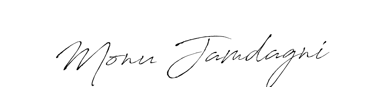 How to make Monu Jamdagni name signature. Use Antro_Vectra style for creating short signs online. This is the latest handwritten sign. Monu Jamdagni signature style 6 images and pictures png