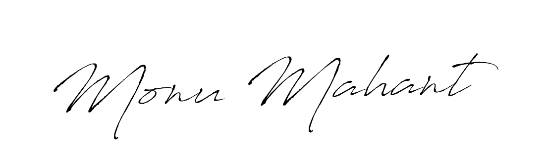 Monu Mahant stylish signature style. Best Handwritten Sign (Antro_Vectra) for my name. Handwritten Signature Collection Ideas for my name Monu Mahant. Monu Mahant signature style 6 images and pictures png