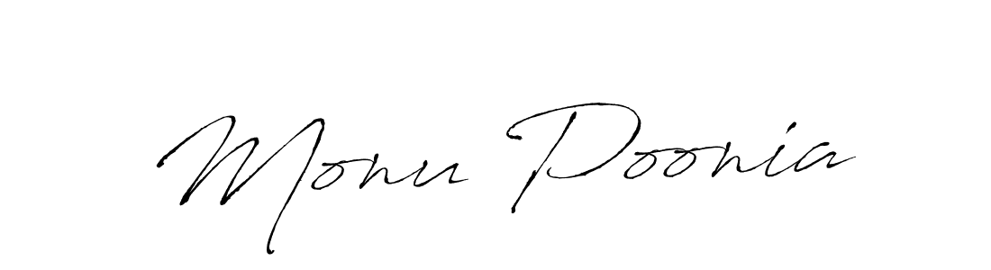 Make a beautiful signature design for name Monu Poonia. With this signature (Antro_Vectra) style, you can create a handwritten signature for free. Monu Poonia signature style 6 images and pictures png