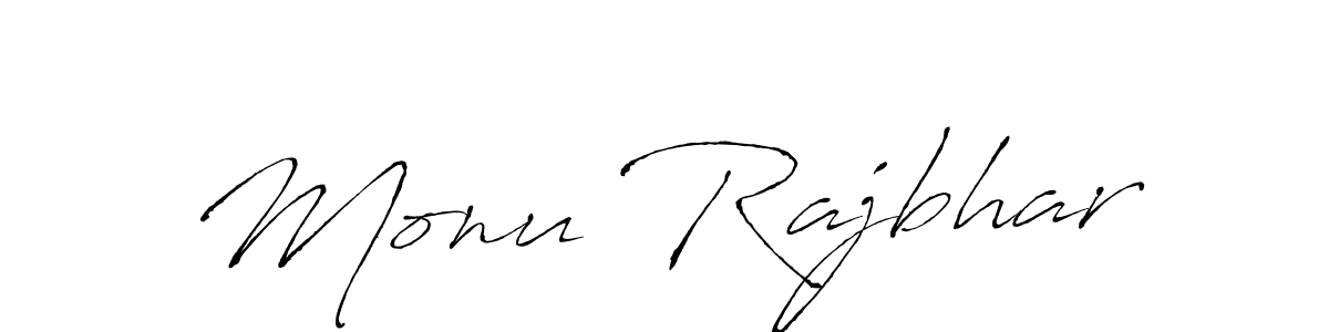 Antro_Vectra is a professional signature style that is perfect for those who want to add a touch of class to their signature. It is also a great choice for those who want to make their signature more unique. Get Monu Rajbhar name to fancy signature for free. Monu Rajbhar signature style 6 images and pictures png