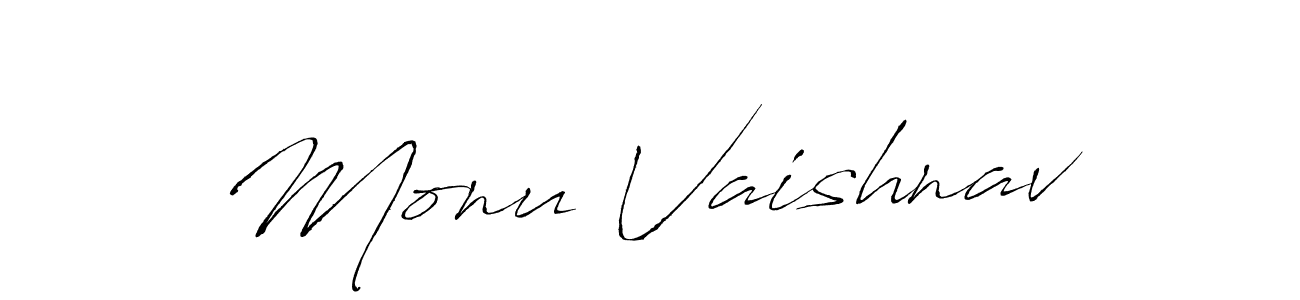 Design your own signature with our free online signature maker. With this signature software, you can create a handwritten (Antro_Vectra) signature for name Monu Vaishnav. Monu Vaishnav signature style 6 images and pictures png