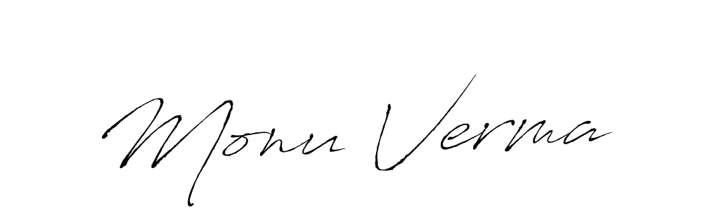 Design your own signature with our free online signature maker. With this signature software, you can create a handwritten (Antro_Vectra) signature for name Monu Verma. Monu Verma signature style 6 images and pictures png