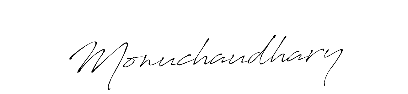 Create a beautiful signature design for name Monuchaudhary. With this signature (Antro_Vectra) fonts, you can make a handwritten signature for free. Monuchaudhary signature style 6 images and pictures png