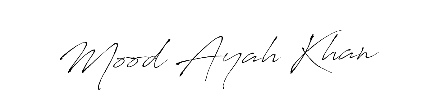 The best way (Antro_Vectra) to make a short signature is to pick only two or three words in your name. The name Mood Ayah Khan include a total of six letters. For converting this name. Mood Ayah Khan signature style 6 images and pictures png