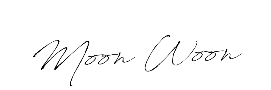 Moon Woon stylish signature style. Best Handwritten Sign (Antro_Vectra) for my name. Handwritten Signature Collection Ideas for my name Moon Woon. Moon Woon signature style 6 images and pictures png
