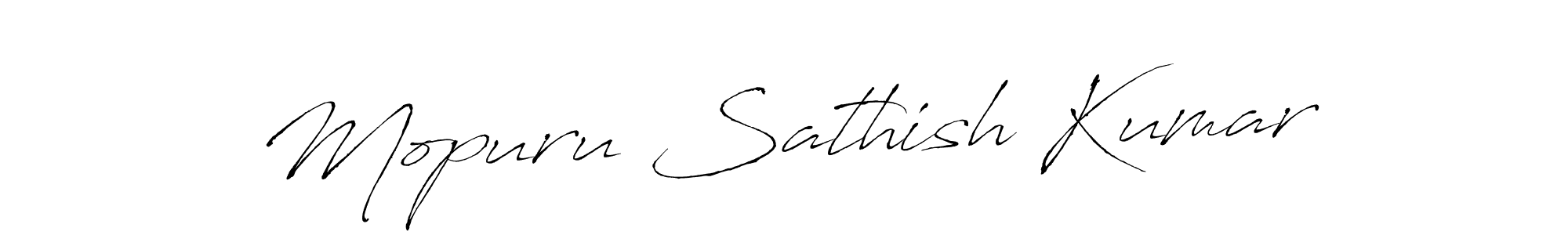 Make a beautiful signature design for name Mopuru Sathish Kumar. With this signature (Antro_Vectra) style, you can create a handwritten signature for free. Mopuru Sathish Kumar signature style 6 images and pictures png