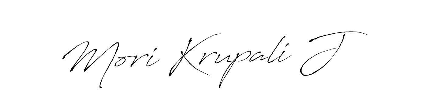 Create a beautiful signature design for name Mori Krupali J. With this signature (Antro_Vectra) fonts, you can make a handwritten signature for free. Mori Krupali J signature style 6 images and pictures png