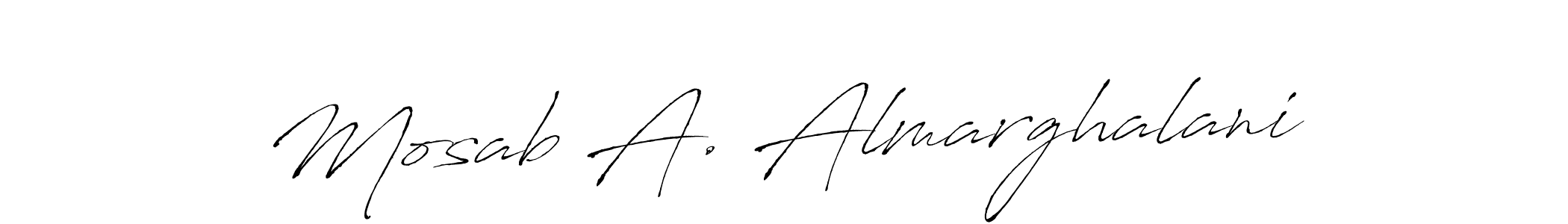 Create a beautiful signature design for name Mosab A. Almarghalani. With this signature (Antro_Vectra) fonts, you can make a handwritten signature for free. Mosab A. Almarghalani signature style 6 images and pictures png