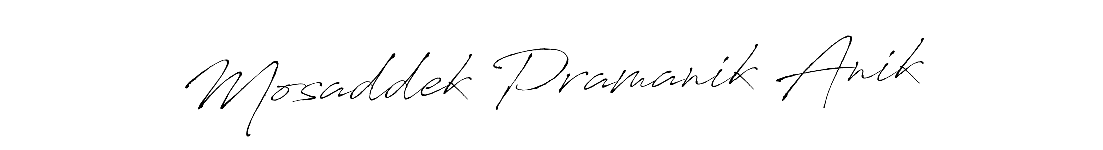 Make a beautiful signature design for name Mosaddek Pramanik Anik. With this signature (Antro_Vectra) style, you can create a handwritten signature for free. Mosaddek Pramanik Anik signature style 6 images and pictures png