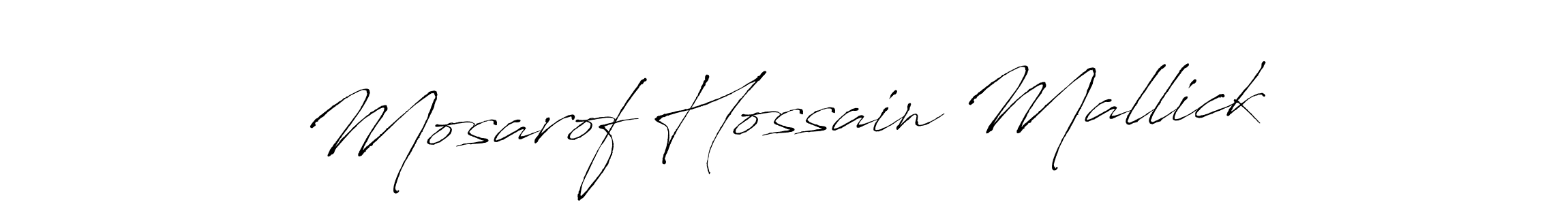 How to make Mosarof Hossain Mallick name signature. Use Antro_Vectra style for creating short signs online. This is the latest handwritten sign. Mosarof Hossain Mallick signature style 6 images and pictures png