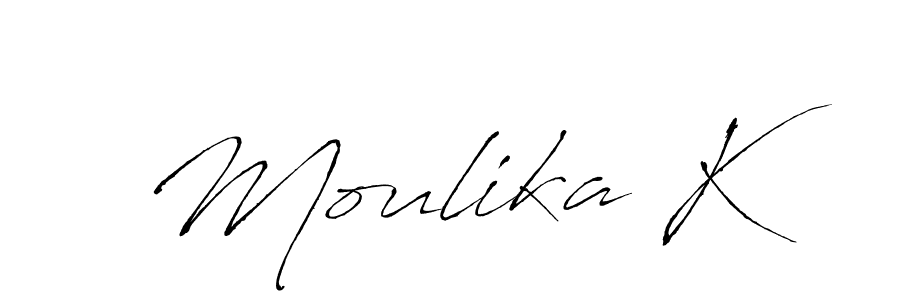 Antro_Vectra is a professional signature style that is perfect for those who want to add a touch of class to their signature. It is also a great choice for those who want to make their signature more unique. Get Moulika K name to fancy signature for free. Moulika K signature style 6 images and pictures png