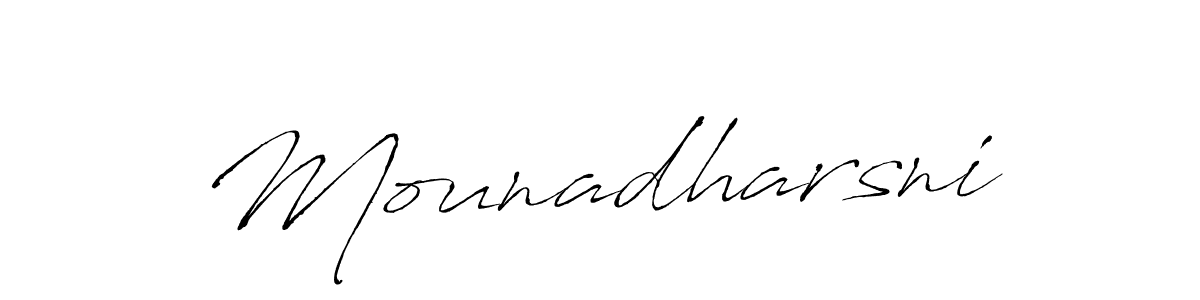 Design your own signature with our free online signature maker. With this signature software, you can create a handwritten (Antro_Vectra) signature for name Mounadharsni. Mounadharsni signature style 6 images and pictures png