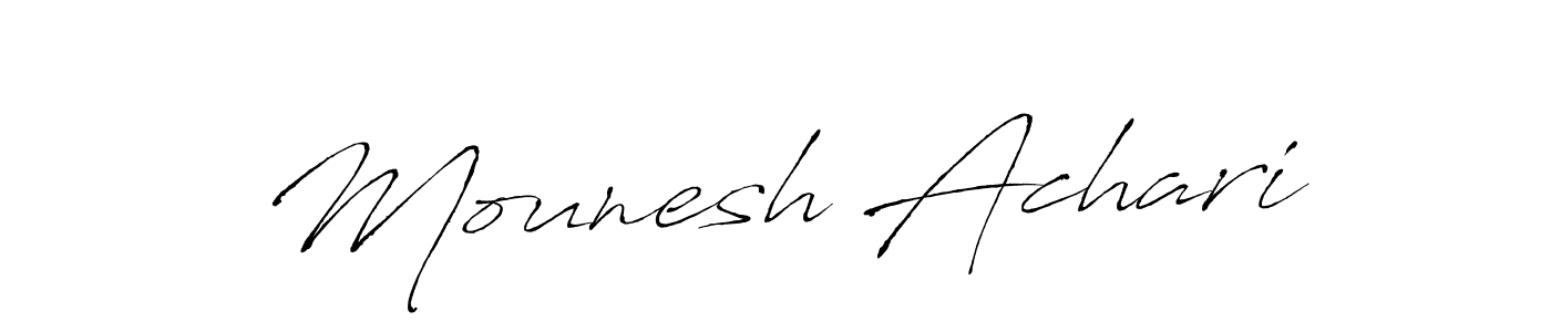 Design your own signature with our free online signature maker. With this signature software, you can create a handwritten (Antro_Vectra) signature for name Mounesh Achari. Mounesh Achari signature style 6 images and pictures png
