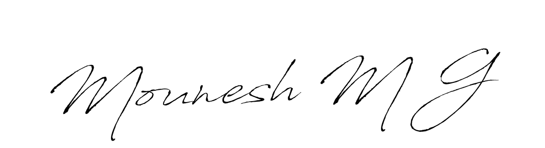 Make a short Mounesh M G signature style. Manage your documents anywhere anytime using Antro_Vectra. Create and add eSignatures, submit forms, share and send files easily. Mounesh M G signature style 6 images and pictures png