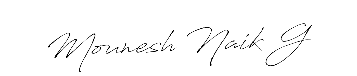 How to make Mounesh Naik G name signature. Use Antro_Vectra style for creating short signs online. This is the latest handwritten sign. Mounesh Naik G signature style 6 images and pictures png