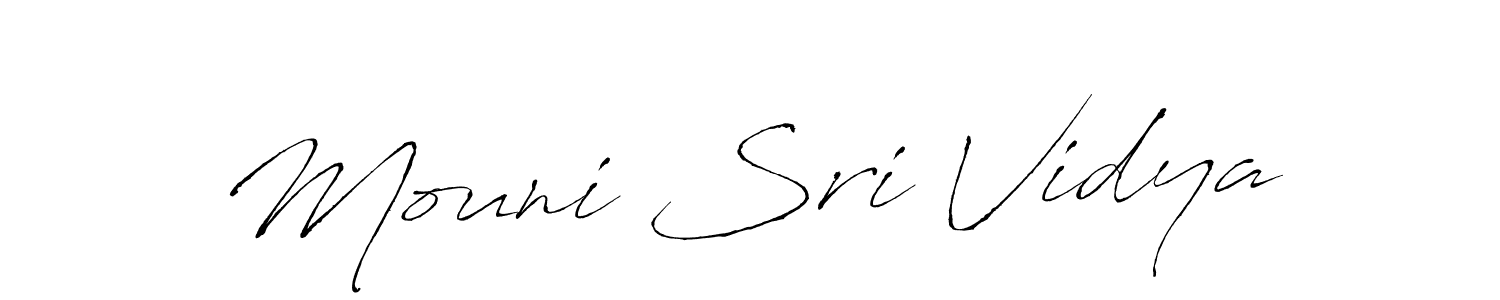 Use a signature maker to create a handwritten signature online. With this signature software, you can design (Antro_Vectra) your own signature for name Mouni Sri Vidya. Mouni Sri Vidya signature style 6 images and pictures png