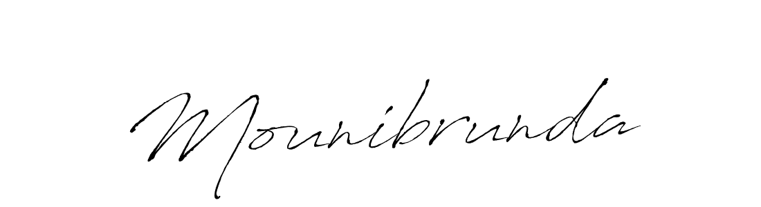 Use a signature maker to create a handwritten signature online. With this signature software, you can design (Antro_Vectra) your own signature for name Mounibrunda. Mounibrunda signature style 6 images and pictures png