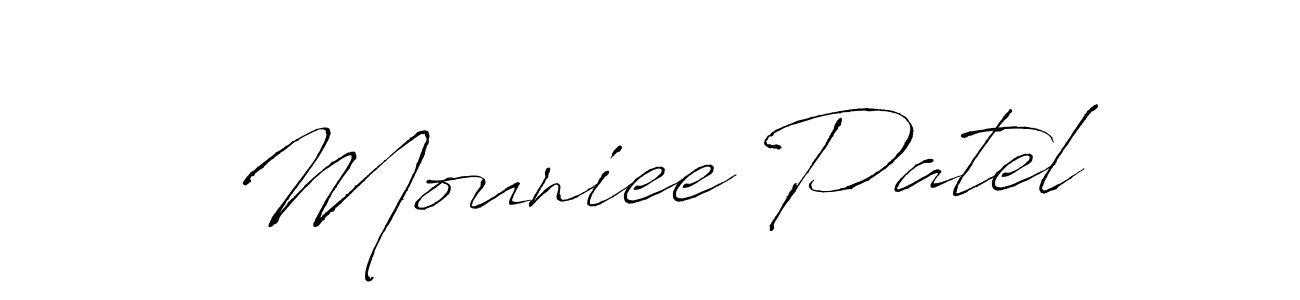The best way (Antro_Vectra) to make a short signature is to pick only two or three words in your name. The name Mouniee Patel include a total of six letters. For converting this name. Mouniee Patel signature style 6 images and pictures png