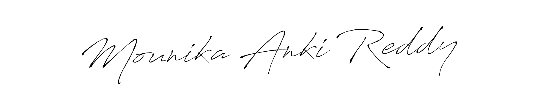 Antro_Vectra is a professional signature style that is perfect for those who want to add a touch of class to their signature. It is also a great choice for those who want to make their signature more unique. Get Mounika Anki Reddy name to fancy signature for free. Mounika Anki Reddy signature style 6 images and pictures png
