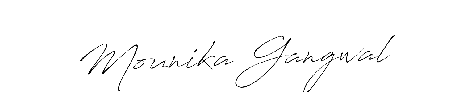 The best way (Antro_Vectra) to make a short signature is to pick only two or three words in your name. The name Mounika Gangwal include a total of six letters. For converting this name. Mounika Gangwal signature style 6 images and pictures png