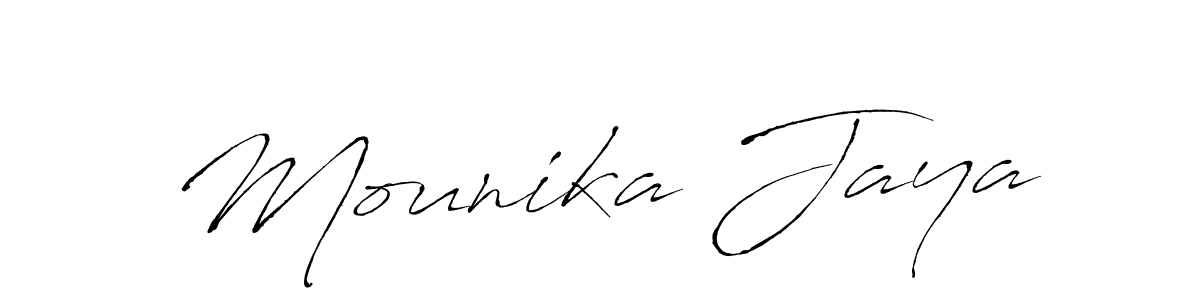 Make a beautiful signature design for name Mounika Jaya. With this signature (Antro_Vectra) style, you can create a handwritten signature for free. Mounika Jaya signature style 6 images and pictures png