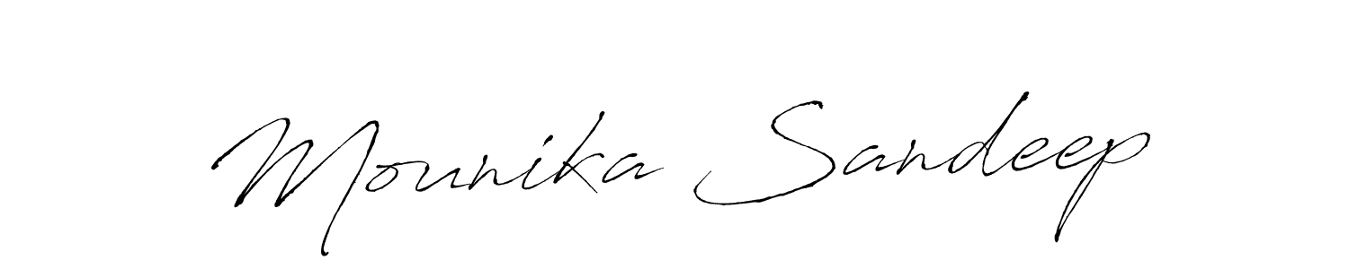 How to make Mounika Sandeep signature? Antro_Vectra is a professional autograph style. Create handwritten signature for Mounika Sandeep name. Mounika Sandeep signature style 6 images and pictures png