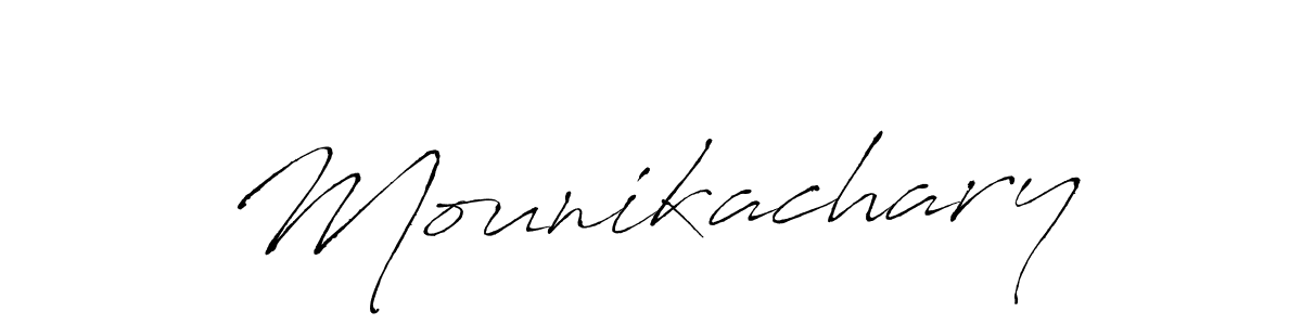 How to make Mounikachary signature? Antro_Vectra is a professional autograph style. Create handwritten signature for Mounikachary name. Mounikachary signature style 6 images and pictures png