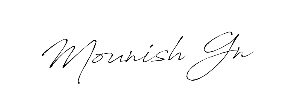 It looks lik you need a new signature style for name Mounish Gn. Design unique handwritten (Antro_Vectra) signature with our free signature maker in just a few clicks. Mounish Gn signature style 6 images and pictures png