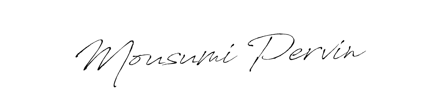 The best way (Antro_Vectra) to make a short signature is to pick only two or three words in your name. The name Mousumi Pervin include a total of six letters. For converting this name. Mousumi Pervin signature style 6 images and pictures png