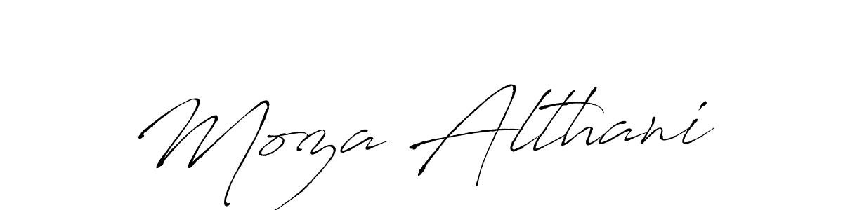 Make a beautiful signature design for name Moza Althani. With this signature (Antro_Vectra) style, you can create a handwritten signature for free. Moza Althani signature style 6 images and pictures png