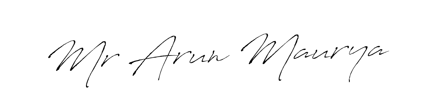 How to make Mr Arun Maurya name signature. Use Antro_Vectra style for creating short signs online. This is the latest handwritten sign. Mr Arun Maurya signature style 6 images and pictures png