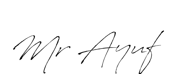 Also we have Mr Ayuf name is the best signature style. Create professional handwritten signature collection using Antro_Vectra autograph style. Mr Ayuf signature style 6 images and pictures png