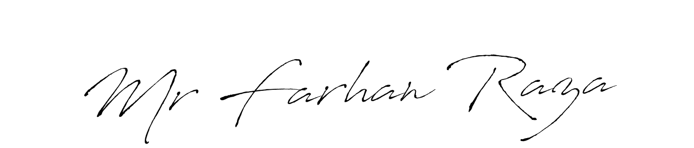 How to make Mr Farhan Raza name signature. Use Antro_Vectra style for creating short signs online. This is the latest handwritten sign. Mr Farhan Raza signature style 6 images and pictures png