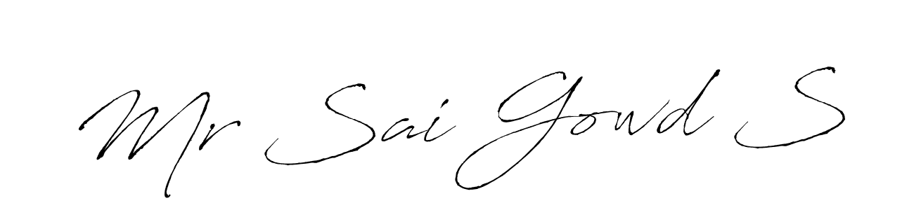 You can use this online signature creator to create a handwritten signature for the name Mr Sai Gowd S. This is the best online autograph maker. Mr Sai Gowd S signature style 6 images and pictures png