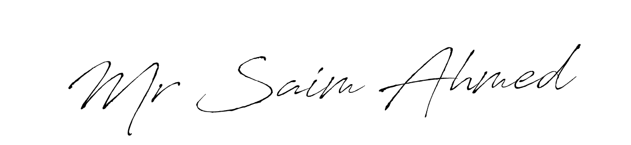 The best way (Antro_Vectra) to make a short signature is to pick only two or three words in your name. The name Mr Saim Ahmed include a total of six letters. For converting this name. Mr Saim Ahmed signature style 6 images and pictures png