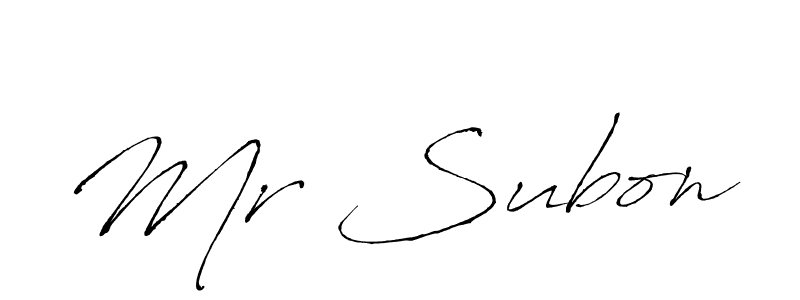 Use a signature maker to create a handwritten signature online. With this signature software, you can design (Antro_Vectra) your own signature for name Mr Subon. Mr Subon signature style 6 images and pictures png