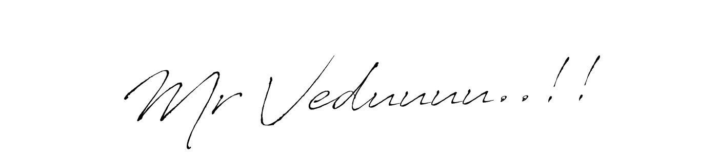 Similarly Antro_Vectra is the best handwritten signature design. Signature creator online .You can use it as an online autograph creator for name Mr Veduuuu..!!. Mr Veduuuu..!! signature style 6 images and pictures png