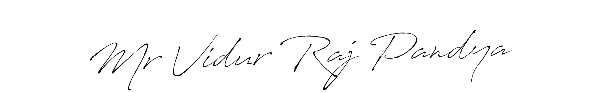 The best way (Antro_Vectra) to make a short signature is to pick only two or three words in your name. The name Mr Vidur Raj Pandya include a total of six letters. For converting this name. Mr Vidur Raj Pandya signature style 6 images and pictures png