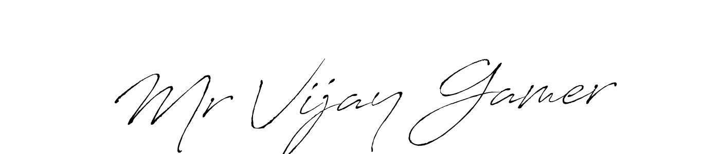 if you are searching for the best signature style for your name Mr Vijay Gamer. so please give up your signature search. here we have designed multiple signature styles  using Antro_Vectra. Mr Vijay Gamer signature style 6 images and pictures png