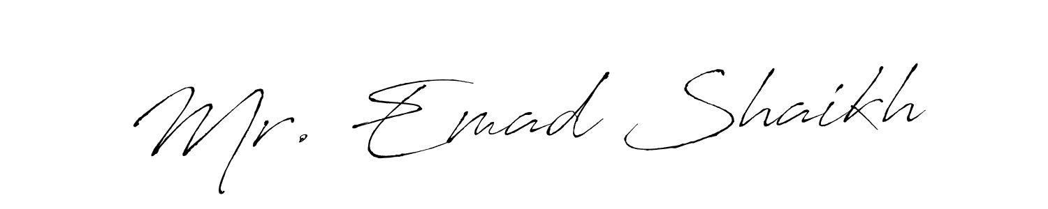 Check out images of Autograph of Mr. Emad Shaikh name. Actor Mr. Emad Shaikh Signature Style. Antro_Vectra is a professional sign style online. Mr. Emad Shaikh signature style 6 images and pictures png