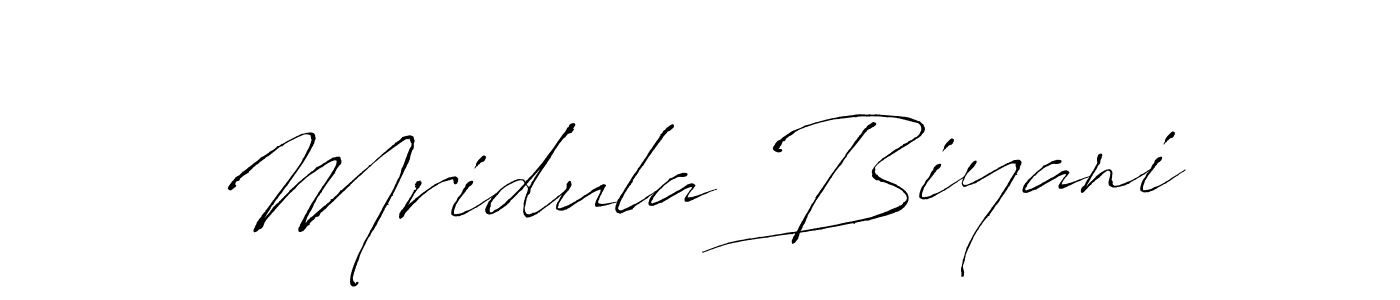 Make a beautiful signature design for name Mridula Biyani. With this signature (Antro_Vectra) style, you can create a handwritten signature for free. Mridula Biyani signature style 6 images and pictures png