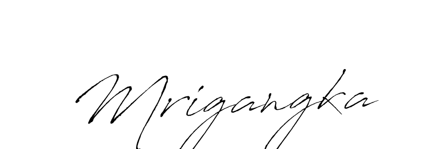 Make a beautiful signature design for name Mrigangka. With this signature (Antro_Vectra) style, you can create a handwritten signature for free. Mrigangka signature style 6 images and pictures png