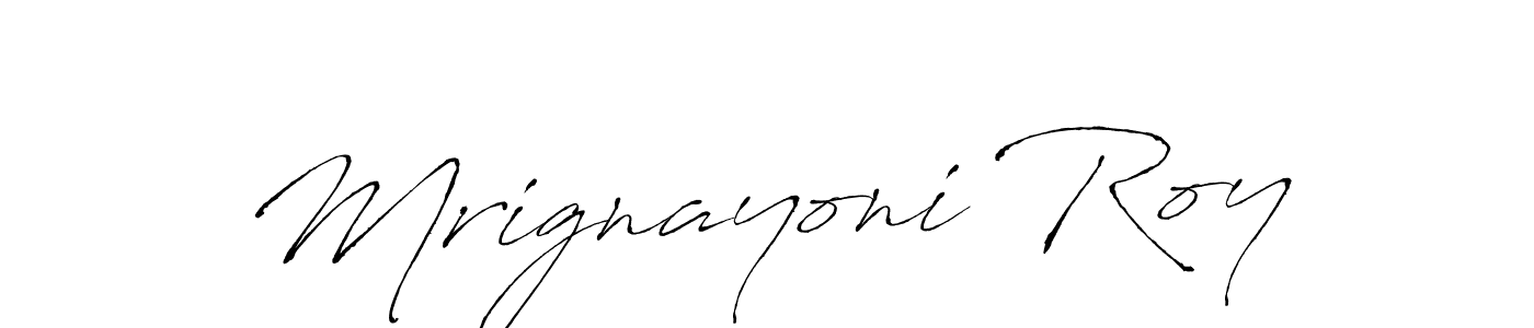 Antro_Vectra is a professional signature style that is perfect for those who want to add a touch of class to their signature. It is also a great choice for those who want to make their signature more unique. Get Mrignayoni Roy name to fancy signature for free. Mrignayoni Roy signature style 6 images and pictures png