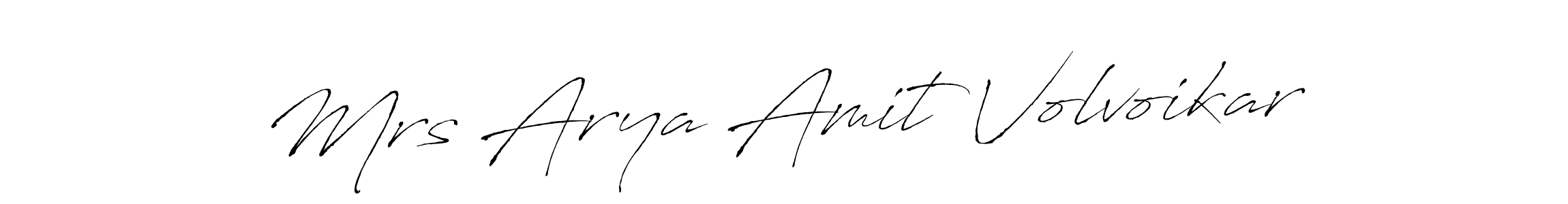 The best way (Antro_Vectra) to make a short signature is to pick only two or three words in your name. The name Mrs Arya Amit Volvoikar include a total of six letters. For converting this name. Mrs Arya Amit Volvoikar signature style 6 images and pictures png