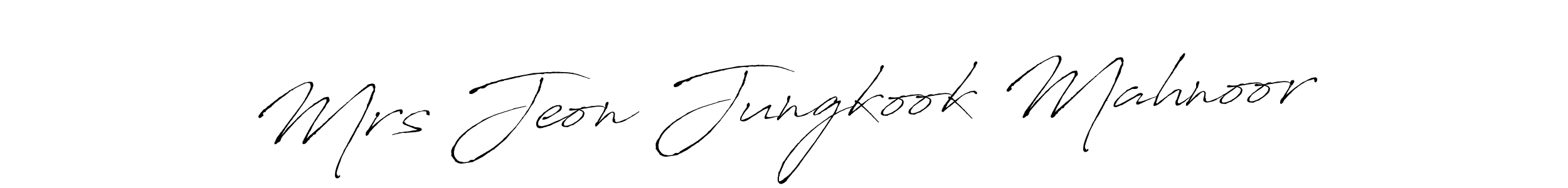 Design your own signature with our free online signature maker. With this signature software, you can create a handwritten (Antro_Vectra) signature for name Mrs Jeon Jungkook Mahnoor. Mrs Jeon Jungkook Mahnoor signature style 6 images and pictures png