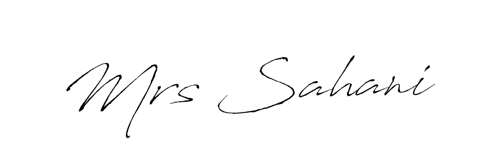 Similarly Antro_Vectra is the best handwritten signature design. Signature creator online .You can use it as an online autograph creator for name Mrs Sahani. Mrs Sahani signature style 6 images and pictures png