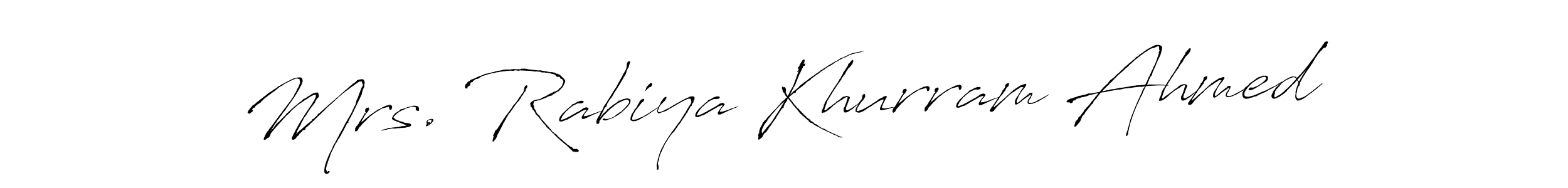 How to make Mrs. Rabiya Khurram Ahmed signature? Antro_Vectra is a professional autograph style. Create handwritten signature for Mrs. Rabiya Khurram Ahmed name. Mrs. Rabiya Khurram Ahmed signature style 6 images and pictures png