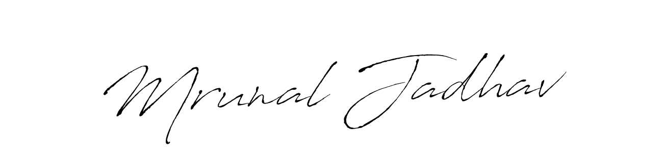 How to make Mrunal Jadhav name signature. Use Antro_Vectra style for creating short signs online. This is the latest handwritten sign. Mrunal Jadhav signature style 6 images and pictures png